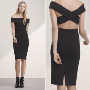 Aritzia Talula Black Backless Off-Shoulder Dress